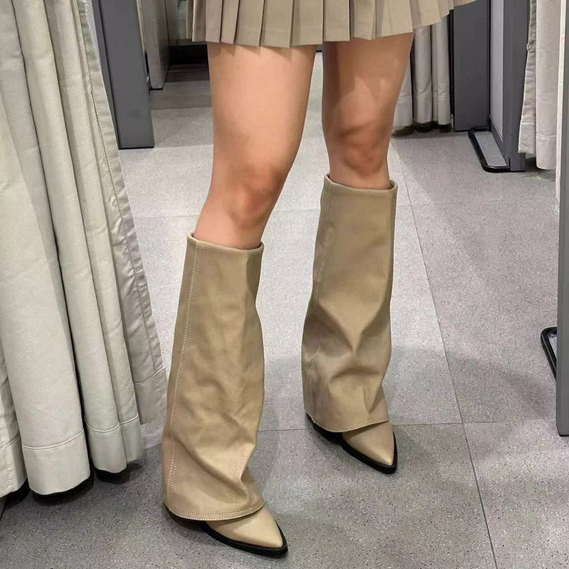 Women's Wide Chunky Heel High Heel Boots