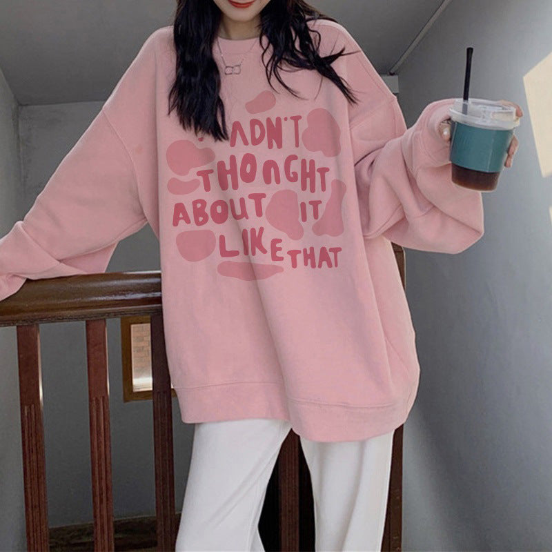 New American Style Loose Hoodie For Women Plus Size  Fleece-lined