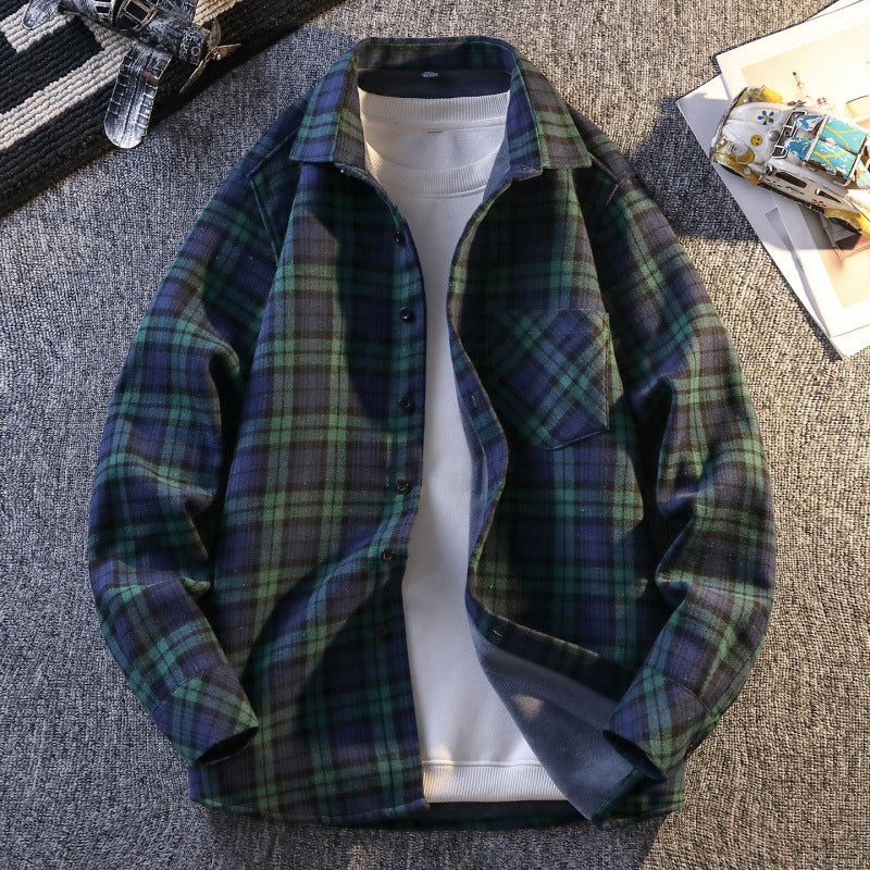 Men's Turn-down Collar Long Sleeve Flannel Shirt With Fleece Lining