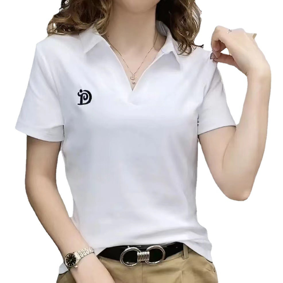 Women's V-neck Short-sleeved High-end Western Style Youthful-looking Casual Top
