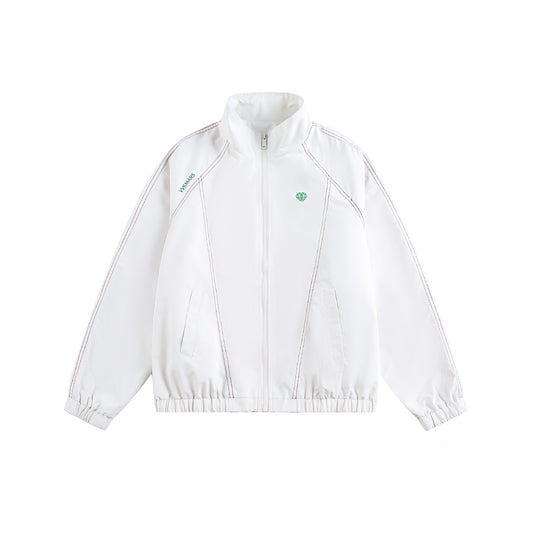 Crew-neck Casual Sport Zip-up Jacket