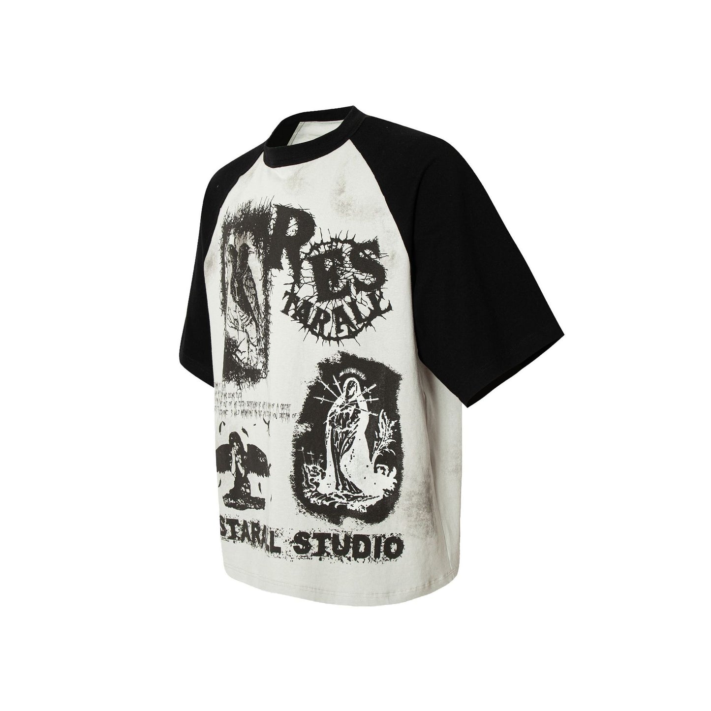 Women's Graffiti Stitching Rock Style Short Sleeve