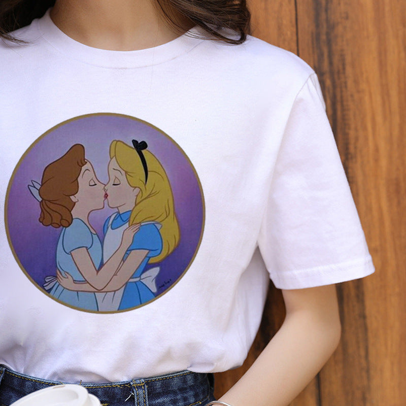 Letter Print Casual Short Sleeve Ladies T-Shirt