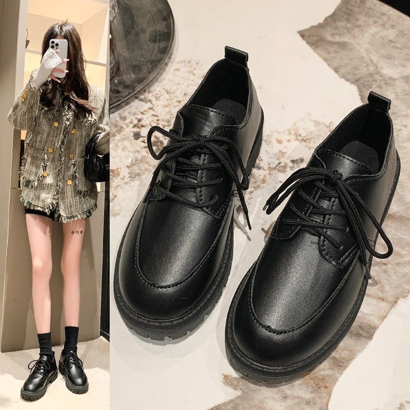 Plus Size Platform Snøresko Loafers i Læder til Kvinder