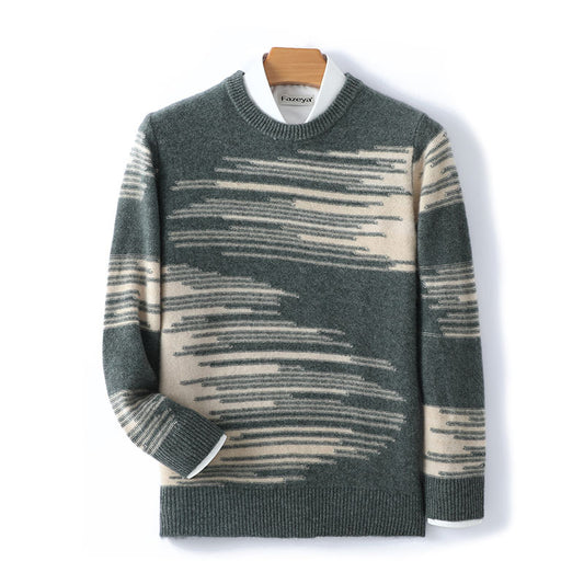 Cashmere Sweater Men's Pure Wool Loose Round Neck Sweater