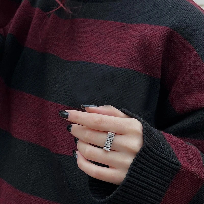 Classic Creative Striped Women's O Collar Pullover Sweater