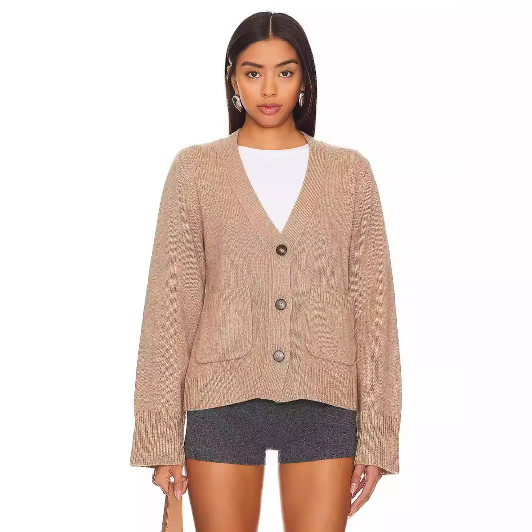 Autumn And Winter New Short Sleeve Solid Color Long Sleeve Casual Sweater For Women