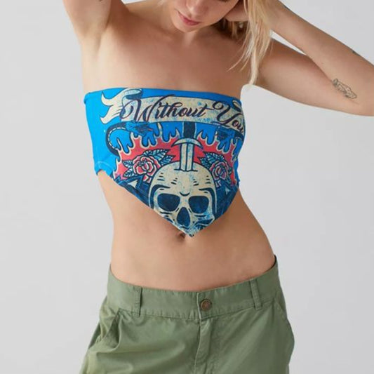Sexy Strapless Womens Top Versatile Midriff-baring Design