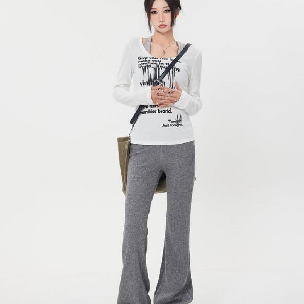 High Waist Knit Casual Pants For Women
