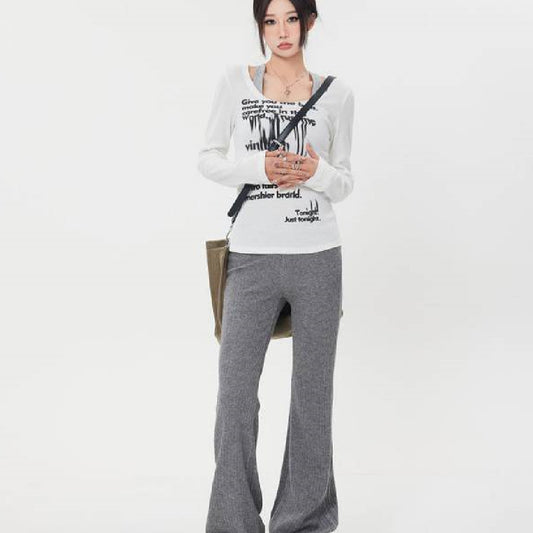 High Waist Knit Casual Pants For Women