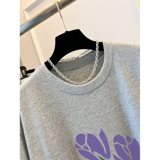 Combed Cotton Printed Summer Clothing Short Sleeve T-shirt Women's Loose Korean Style