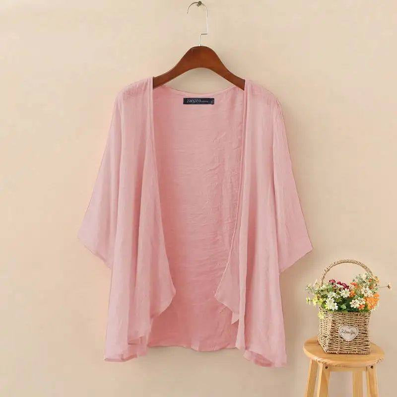 Summer Fashion Womens Solid-color Short-sleeve Cardigan