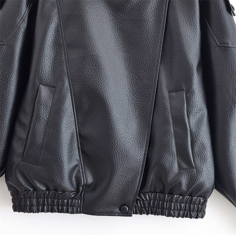 Wind-style Retro Biker's-style Leather Stand-up Collar Jacket