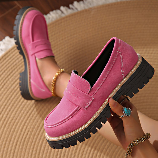 Women's Retro Solid Color Plus Size Casual Platform Shoes