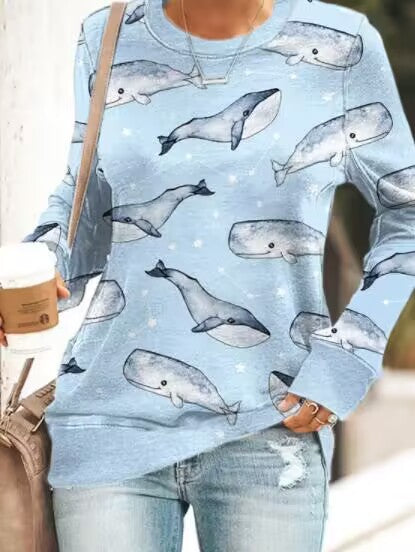 Unisex sweatshirt med printet rund hals