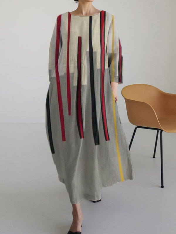 Loose-fitting Geometric Retro Maxi Skirt