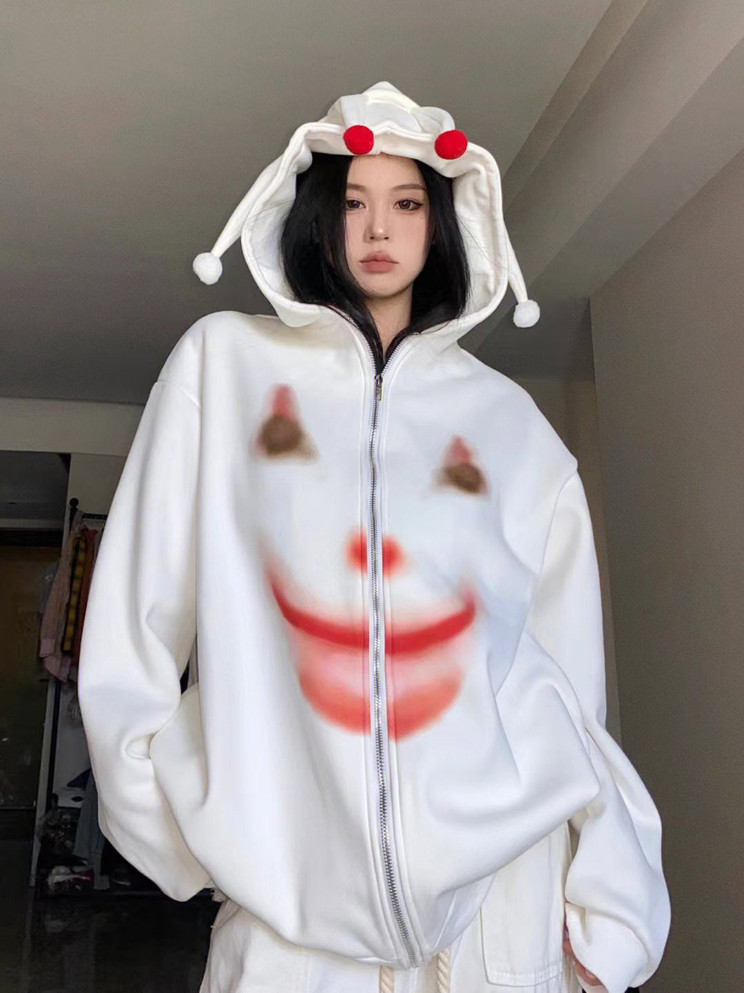 Women's Joker White Loose Sweater