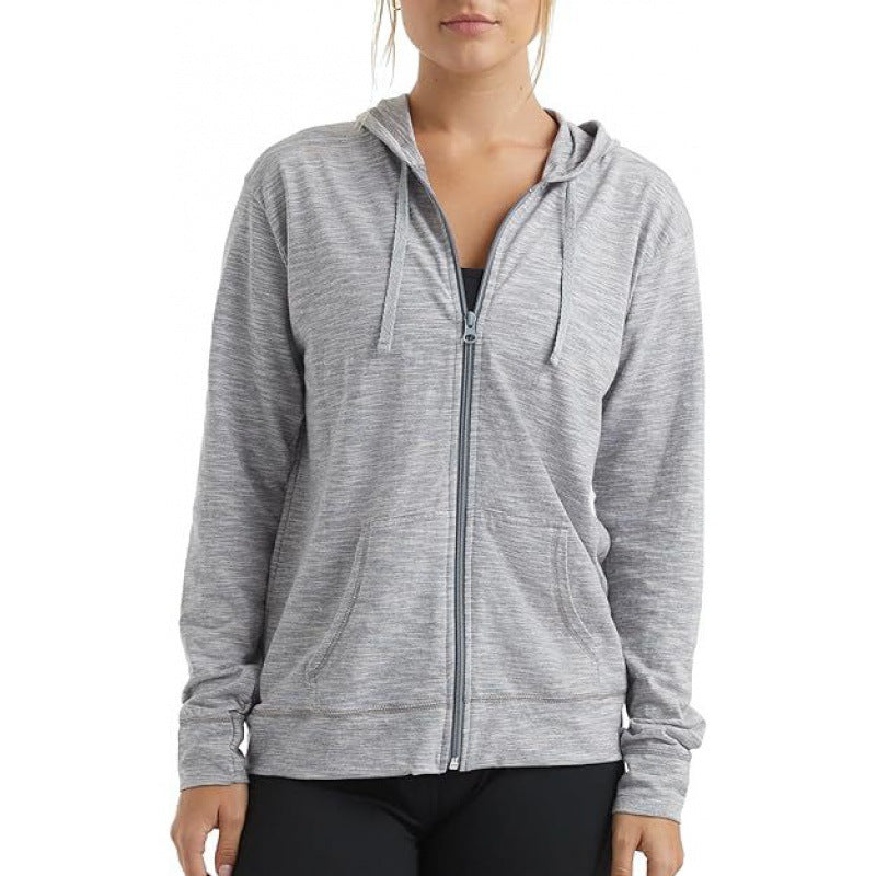 Sports Top Pullover Solid Color Hoodie