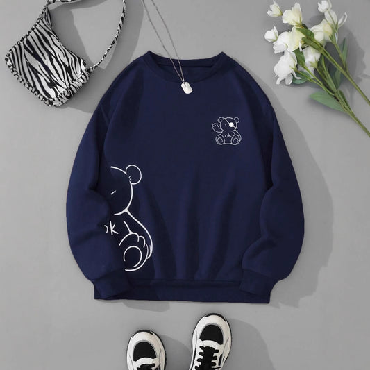 Kawaii OK Teddybjørn Tryk Sweatshirts Til Kvinder Klassisk