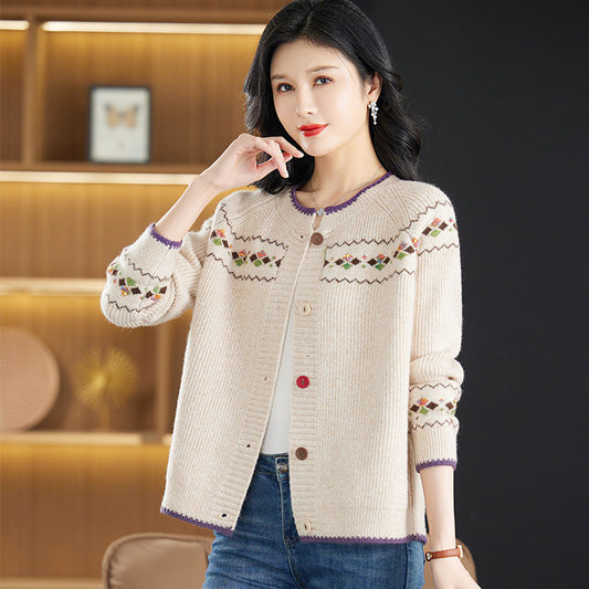 Knitted Cardigan Round Neck Short Loose Sweater