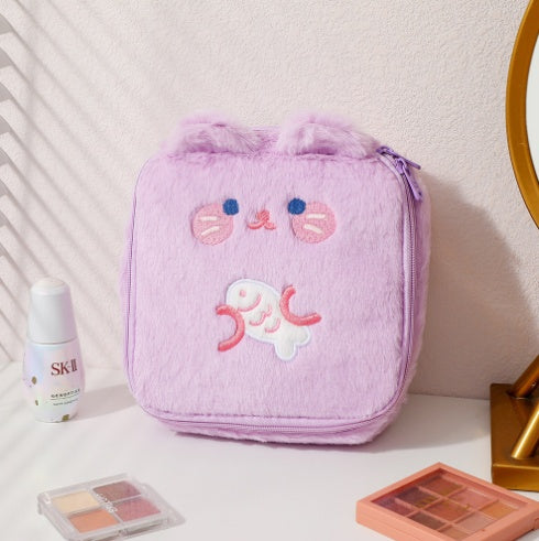 Bear Square Cosmetic Bag Cute Rabbit Plush Storage Bag