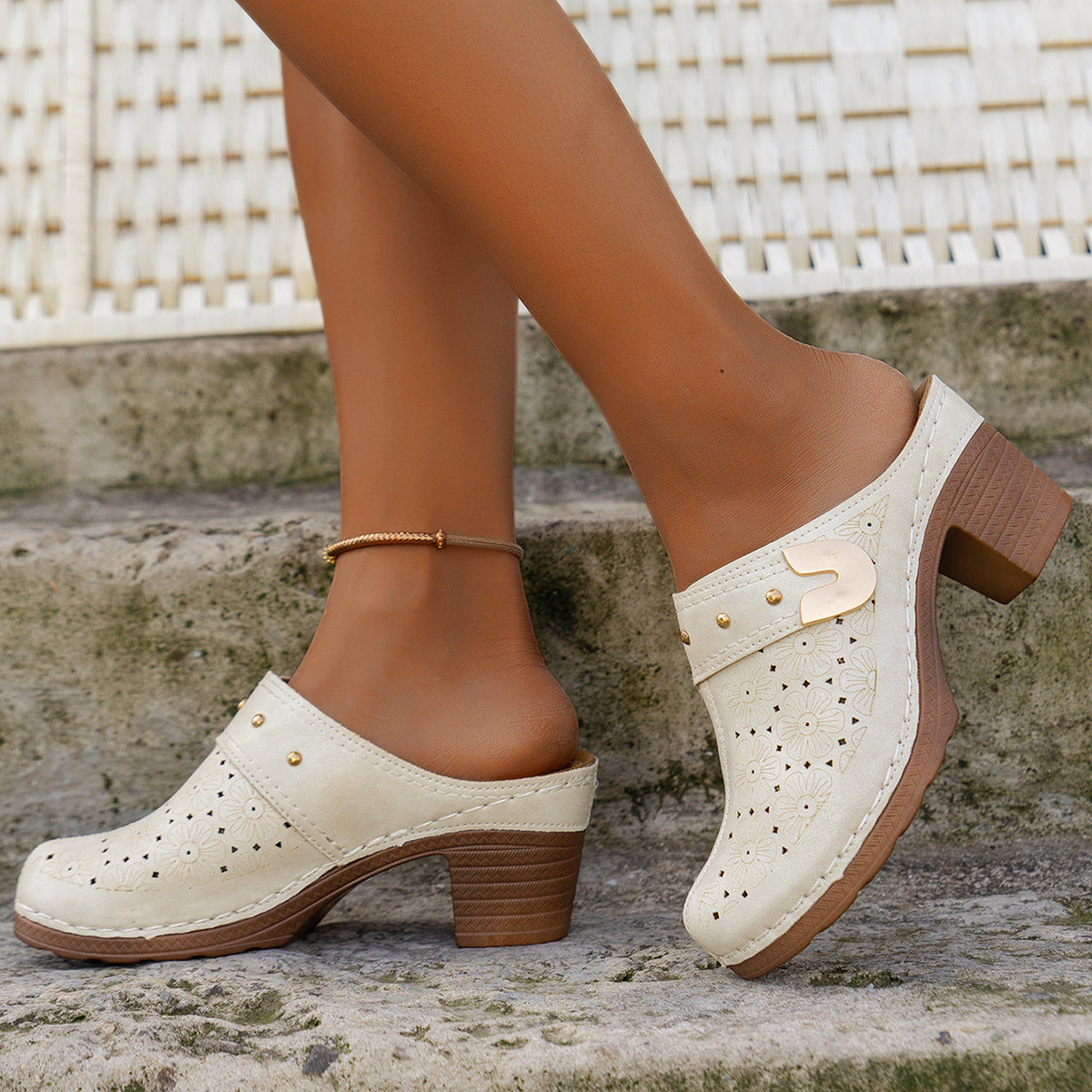 Closed Toe High Heel Sandal Slippers Women