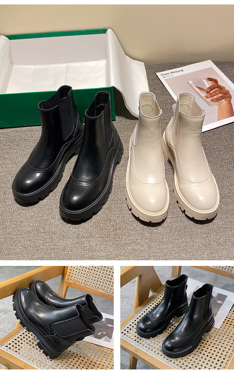 Short Boots Smoke Boots Women's Elastic Sleeve Foot Women's Martin Boots British Style Women's Boots