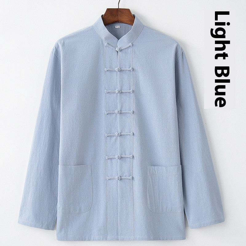 Cotton And Linen Top Chinese Style Clothing Retro Collar Buckle