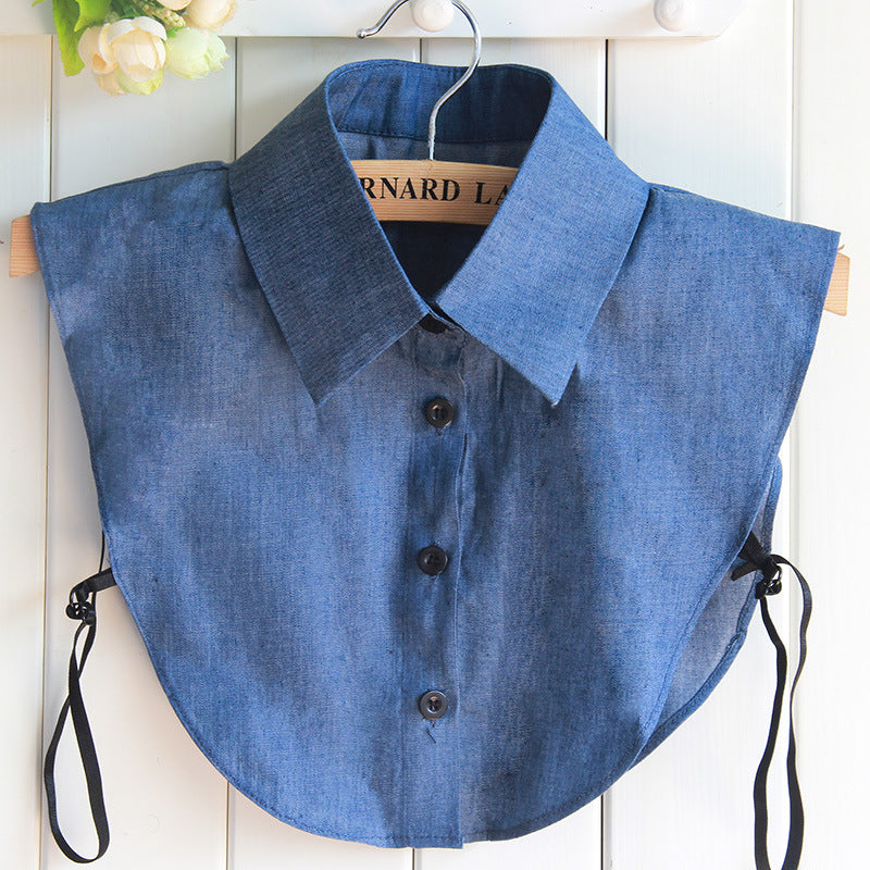 Koreansk stil efterår og vinter damebluse med løs krave, all-match firkantet krave retro denim