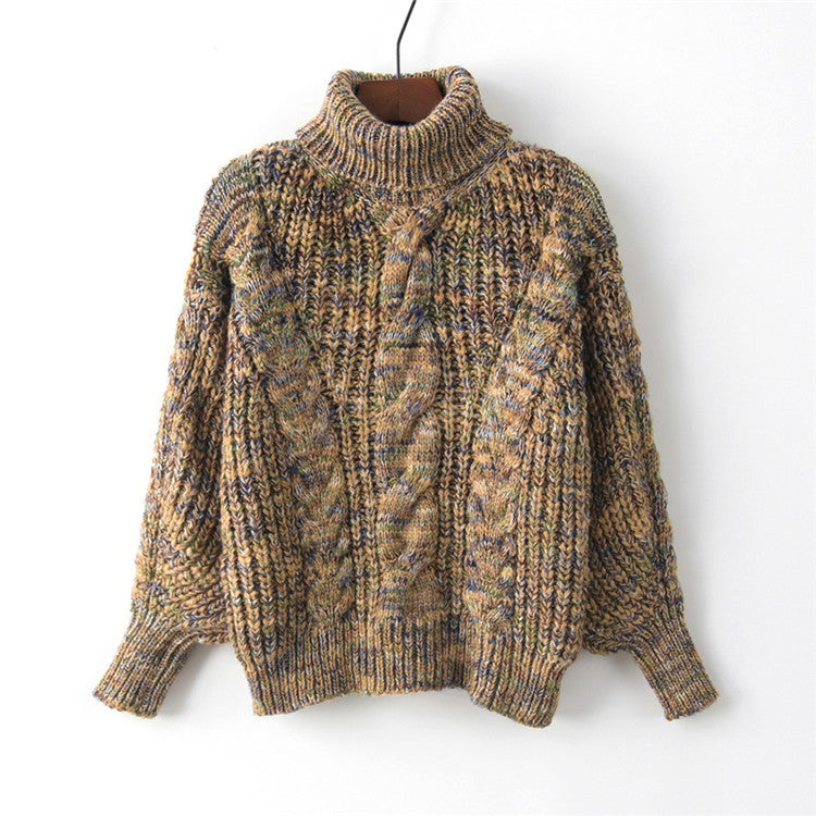 Autumn And Winter New Women's Wool Turtleneck Pullover Twist Long Sleeve Loose Knitted Bottoming Shirt