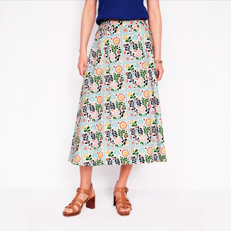 Womens Stylish Printed Pocket Skirt