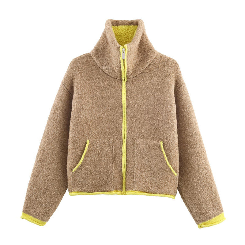 Contrast Color Knit Bomber Jacket