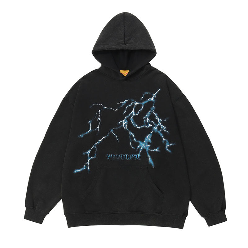 American Style Hip Hop Washed Oversize Hooded Sweater For Men