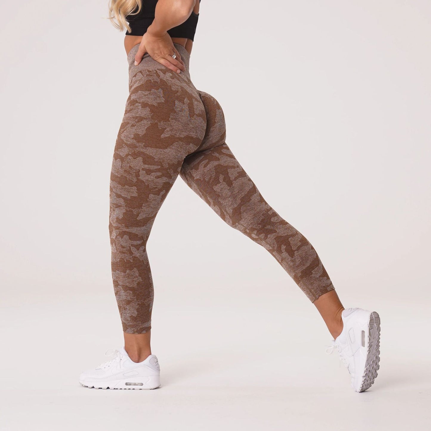Fashion Snowflake Cropped Camouflage Jacquard Sømløse Fitness Yogabukser