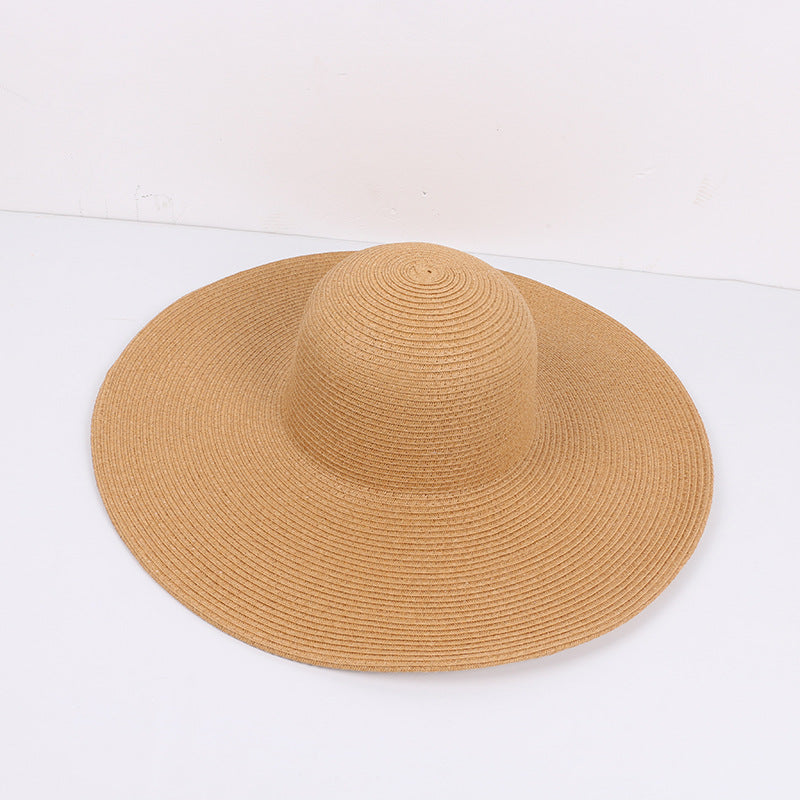 Women's Outdoor Large Brim Solid Color Straw Hat