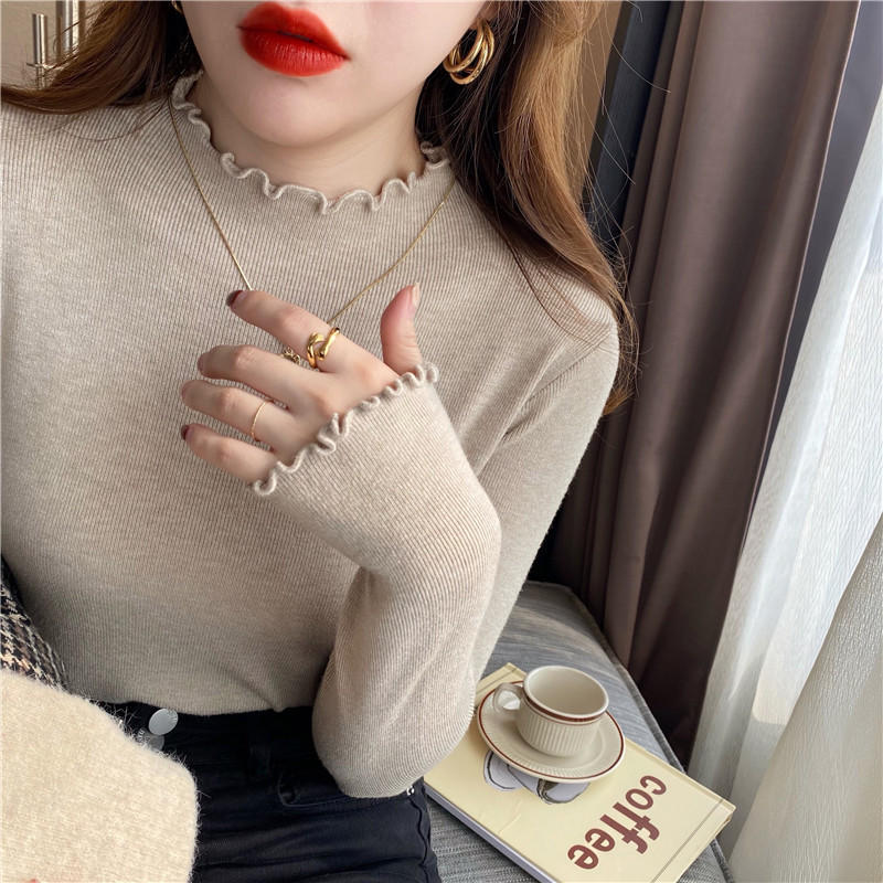 Half High Collar Inner Lining Bottom Sweater Slim Fit Fit Long Sleeved Sweater