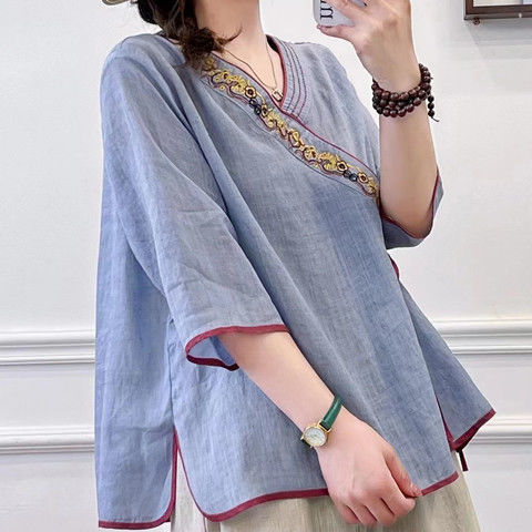 Summer Loose Fitting Tea Suit Top