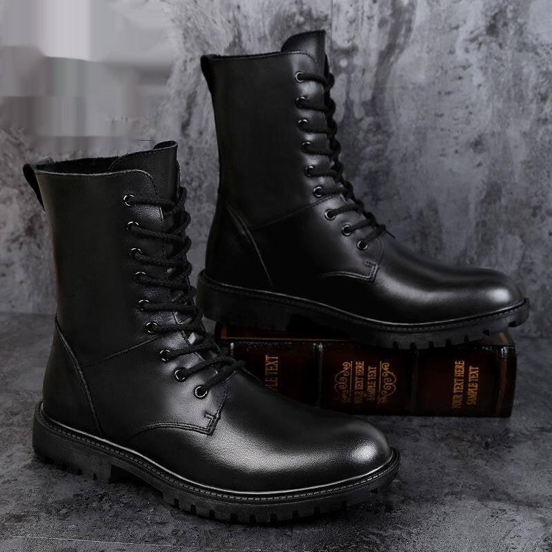 Men's Leather Winter Fleece-Lined British-Style Boots