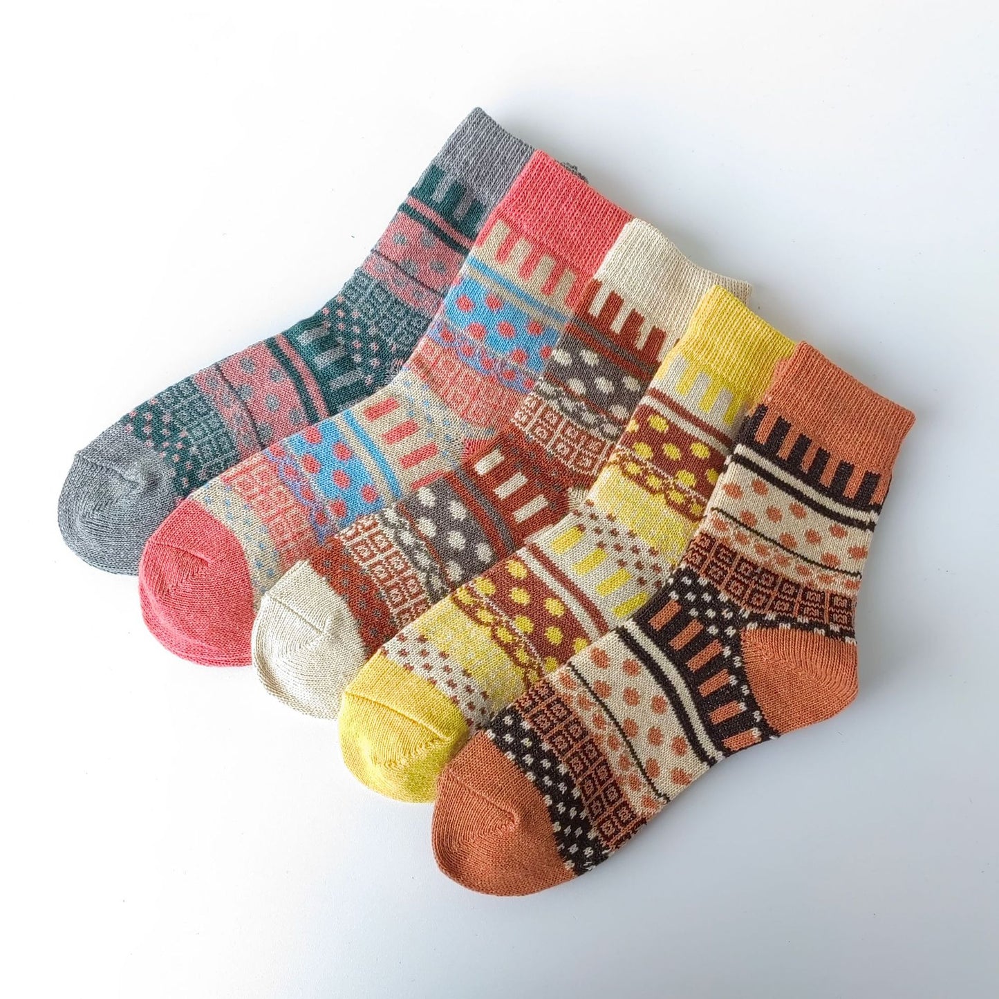 Winter Rhombus Wool Socks Thick Line Medium Tube