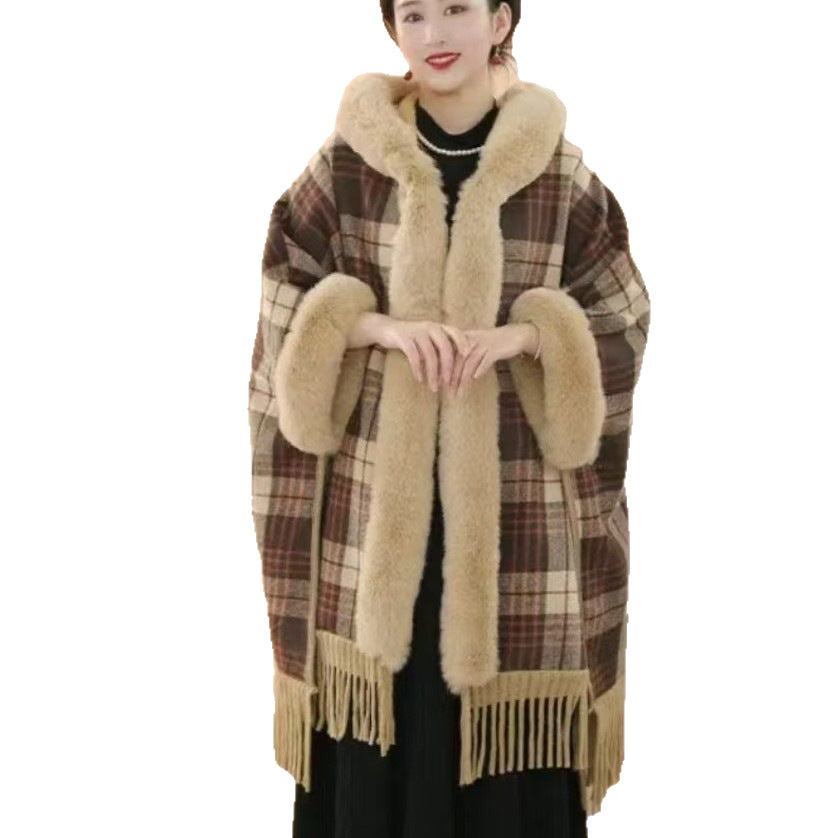 New Fallwinter Tippet With A Trendy Maillard Plaid Design Lined With Soft Fleece For Extra Warmth