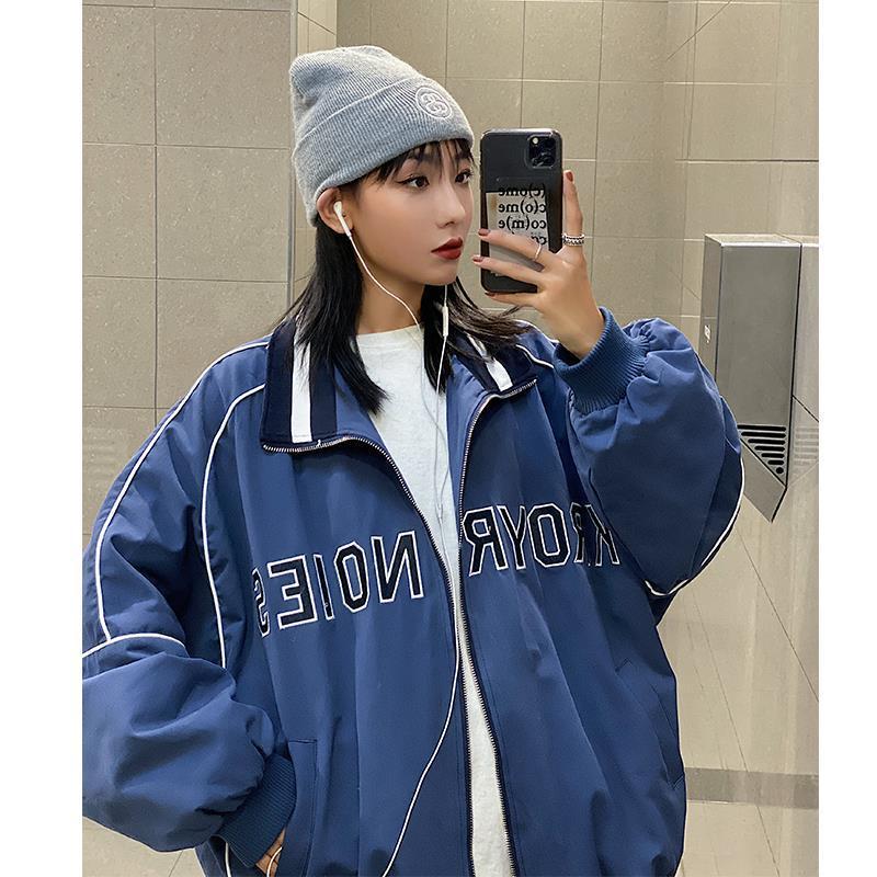Stand-up Collar Loose Baseball Uniform Women's Lazy Style Jacket
