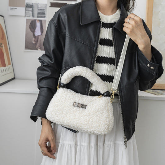 Women's Fashionable Lamb Wool Shoulder Messenger Bag