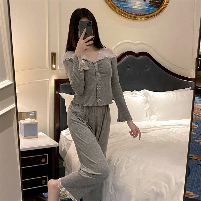 Womens Sexy Lace Top And Pants Two-piece Set
