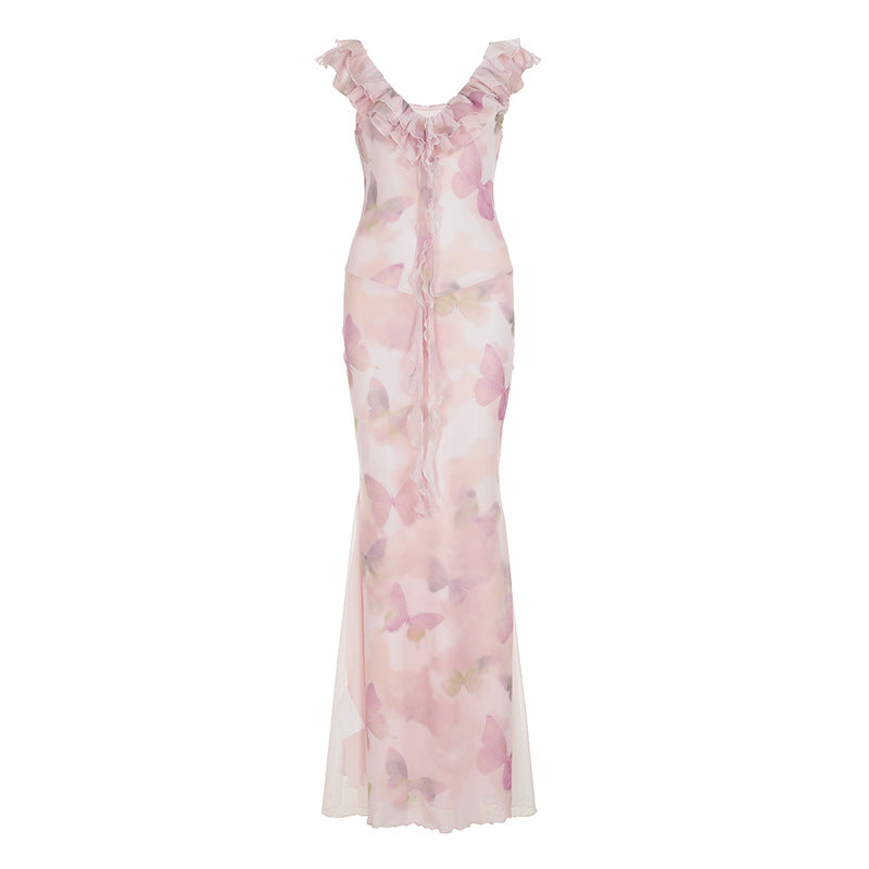 Hip Lifting Semi-permeable Mesh Long Dress