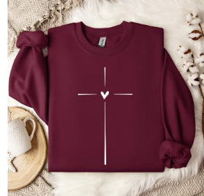 Heart-shaped Cross Casual Loose Sports Sweater