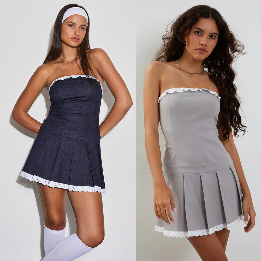 SpringSummer Tube Top Sexy Chic Denim Dress