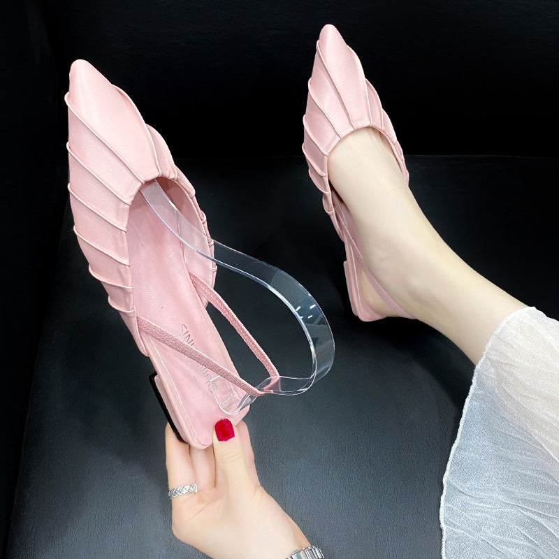 Stiletto Pointed Toe Half Toe Sandals With Rhinestones