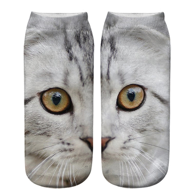 Cat Eye 3D Printing Heat Transfer Short Socks
