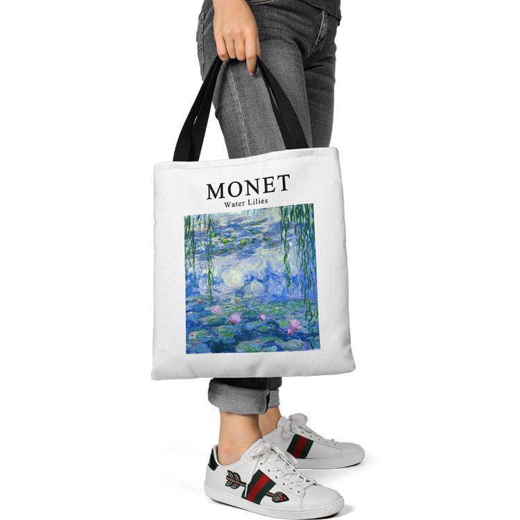 Monet Weeping Willow Water Lily Canvas Bag Shopping Bag Handbag