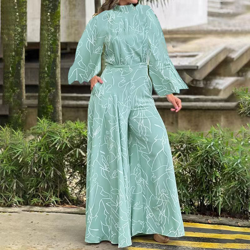Elegant stribet jumpsuit til kvinder med nyt print